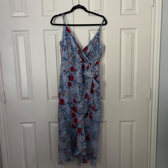 Bardot Floral Mini Dress - Red and Blue - Picture 4 of 7